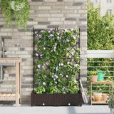 Garden Planter with Trellis Brown 80 x 40 x 125.5 cm PP
