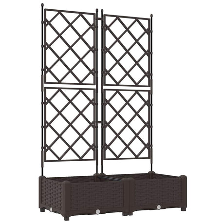 Garden Planter with Trellis Brown 80 x 40 x 125.5 cm PP