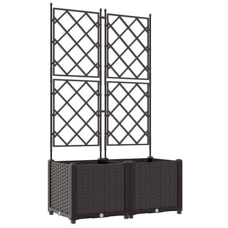 Garden Planter with Trellis 2 pcs Brown 80 x 40 x 143 cm PP