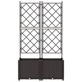 Garden Planter with Trellis 2 pcs Brown 80 x 40 x 143 cm PP