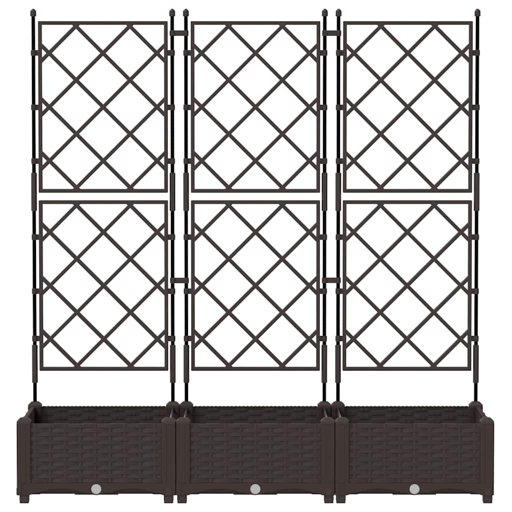 Garden Planter with Trellis 3 pcs Brown 120 x 40 x 125.5 cm PP