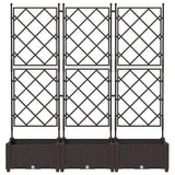 Garden Planter with Trellis 3 pcs Brown 120 x 40 x 125.5 cm PP