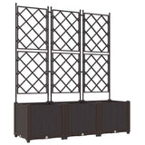 Garden Planter with Trellis 3 pcs Brown 120 x 40 x 143 cm PP