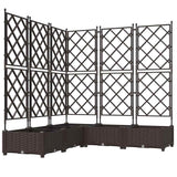 Garden Planter with Trellis 5 pcs Brown 120 x 120 x 125.5 cm PP