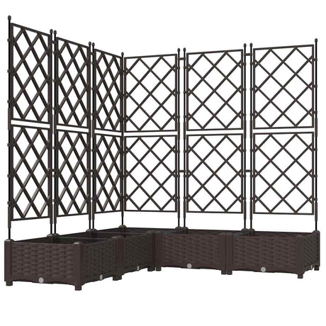 Garden Planter with Trellis 5 pcs Brown 120 x 120 x 125.5 cm PP