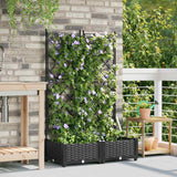 Garden Planter with Trellis Black 80 x 40 x 125.5 cm PP