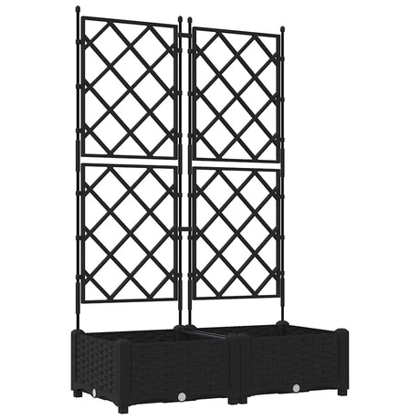 Garden Planter with Trellis Black 80 x 40 x 125.5 cm PP