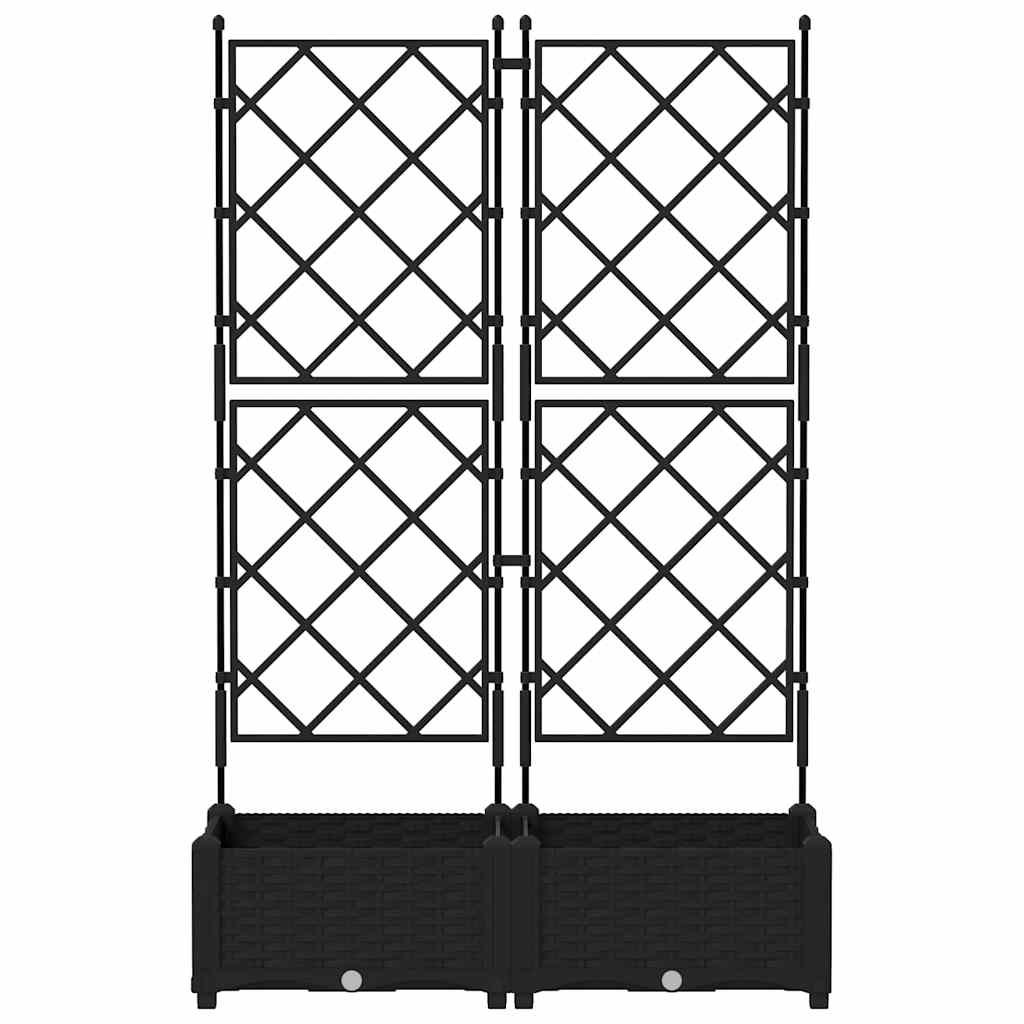 Garden Planter with Trellis Black 80 x 40 x 125.5 cm PP