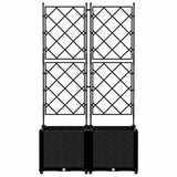 Garden Planter with Trellis 2 pcs Black 80 x 40 x 143 cm PP