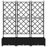 Garden Planter with Trellis 3 pcs Black 120 x 40 x 125.5 cm PP