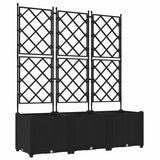 Garden Planter with Trellis 3 pcs Black 120 x 40 x 143 cm PP
