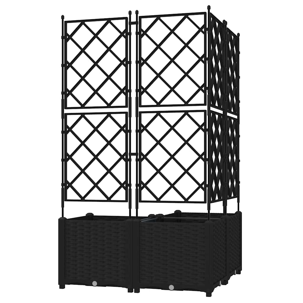 Garden Planter with Trellis 3 pcs Black 80 x 80 x 143 cm PP