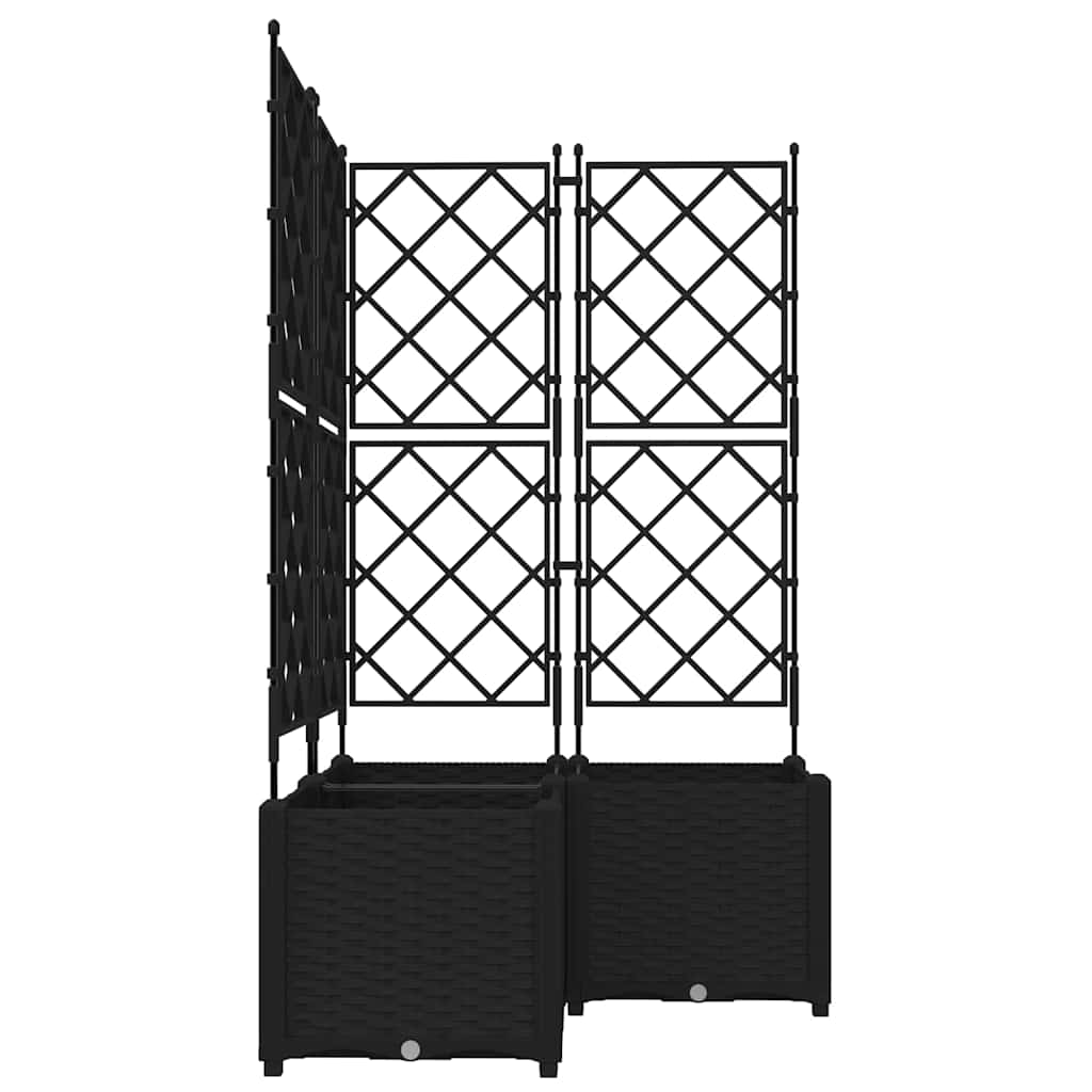 Garden Planter with Trellis 3 pcs Black 80 x 80 x 143 cm PP