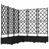 Garden Planter with Trellis 5 pcs Black 120 x 120 x 125.5 cm PP
