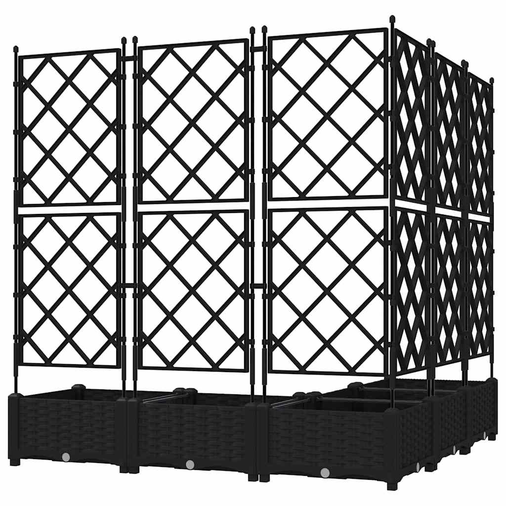 Garden Planter with Trellis 5 pcs Black 120 x 120 x 125.5 cm PP
