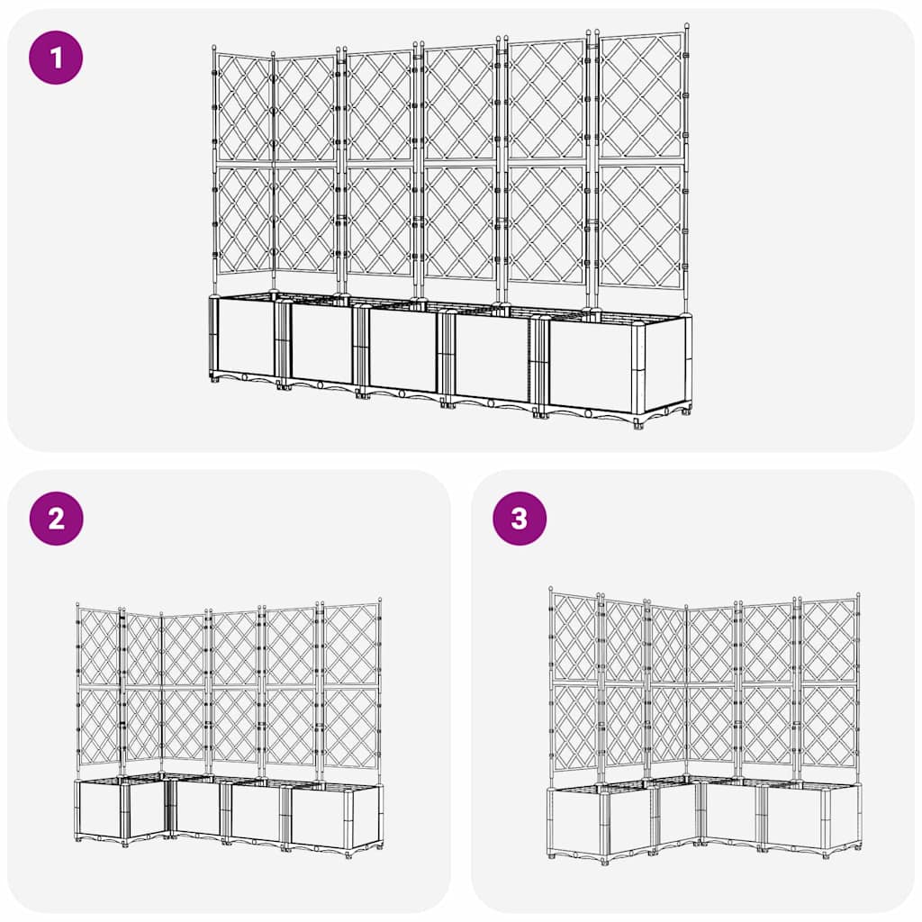 Garden Planter with Trellis 5 pcs Black 120 x 120 x 143 cm PP