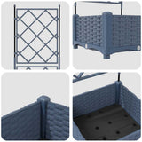 Garden Planter with Trellis Grey 40 x 40 x 125.5 cm PP