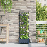 Garden Planter with Trellis Grey 40 x 40 x 125.5 cm PP