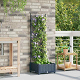 Garden Planter with Trellis Grey 40 x 40 x 125.5 cm PP