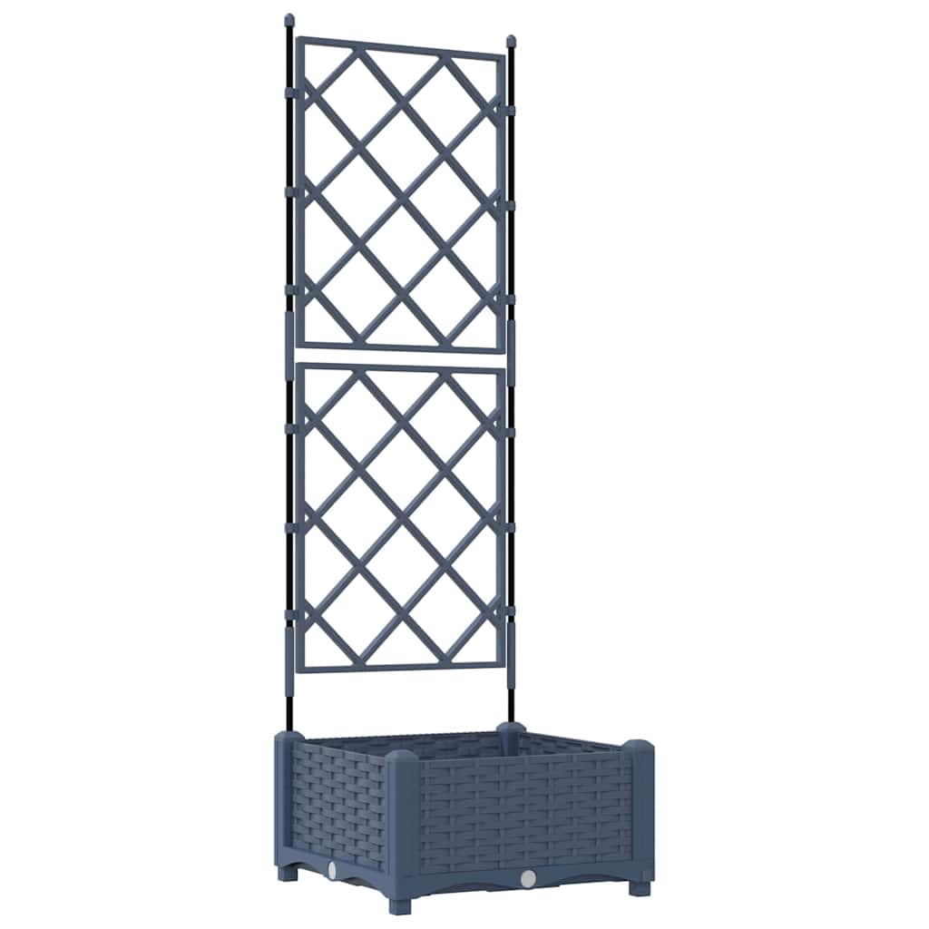 Garden Planter with Trellis Grey 40 x 40 x 125.5 cm PP
