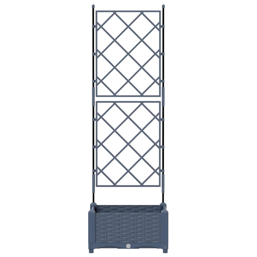 Garden Planter with Trellis Grey 40 x 40 x 125.5 cm PP