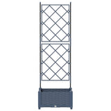 Garden Planter with Trellis Grey 40 x 40 x 125.5 cm PP