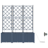 Garden Planter with Trellis 2 pcs Grey 80 x 40 x 125.5 cm PP
