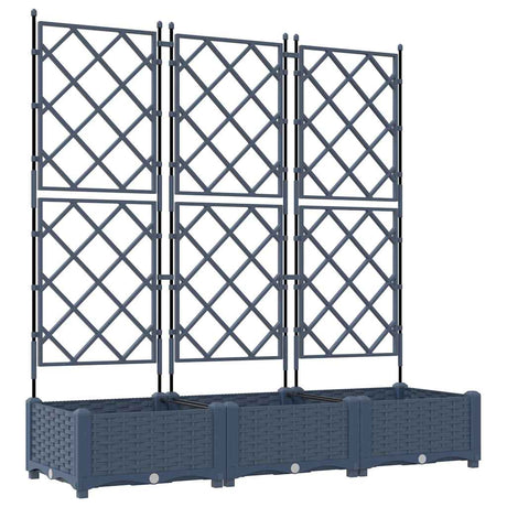 Garden Planter with Trellis 3 pcs Grey 120 x 40 x 125.5 cm PP