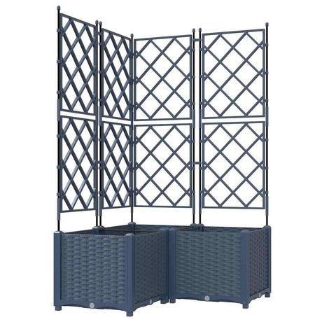 Garden Planter with Trellis 3 pcs Grey 80 x 80 x 143 cm PP