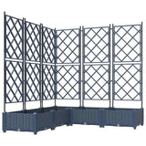 Garden Planter with Trellis 5 pcs Grey 120 x 120 x 125.5 cm PP