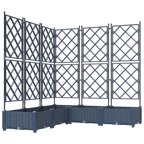 Garden Planter with Trellis 5 pcs Grey 120 x 120 x 125.5 cm PP