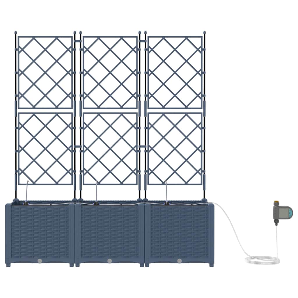 Garden Planter with Trellis 5 pcs Grey 120 x 120 x 125.5 cm PP