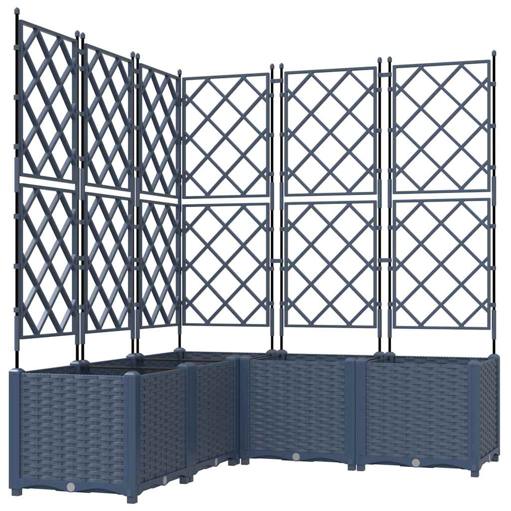 Garden Planter with Trellis 5 pcs Grey 120 x 120 x 143 cm PP
