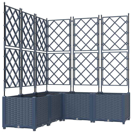 Garden Planter with Trellis 5 pcs Grey 120 x 120 x 143 cm PP