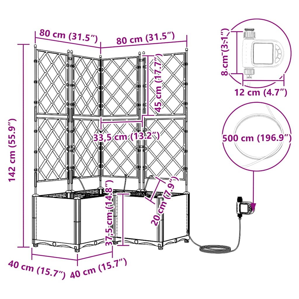 Garden Grey 80 x 80 x 142 cm Steel