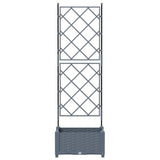 Garden Planter with Trellis Light grey 40 x 40 x 125.5 cm PP