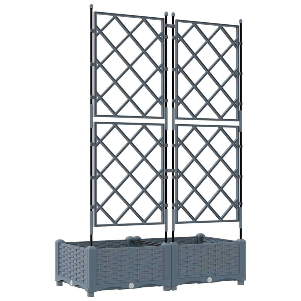 Garden Planter with Trellis Light grey 80 x 40 x 125.5 cm PP