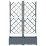 Garden Planter with Trellis Light grey 80 x 40 x 125.5 cm PP