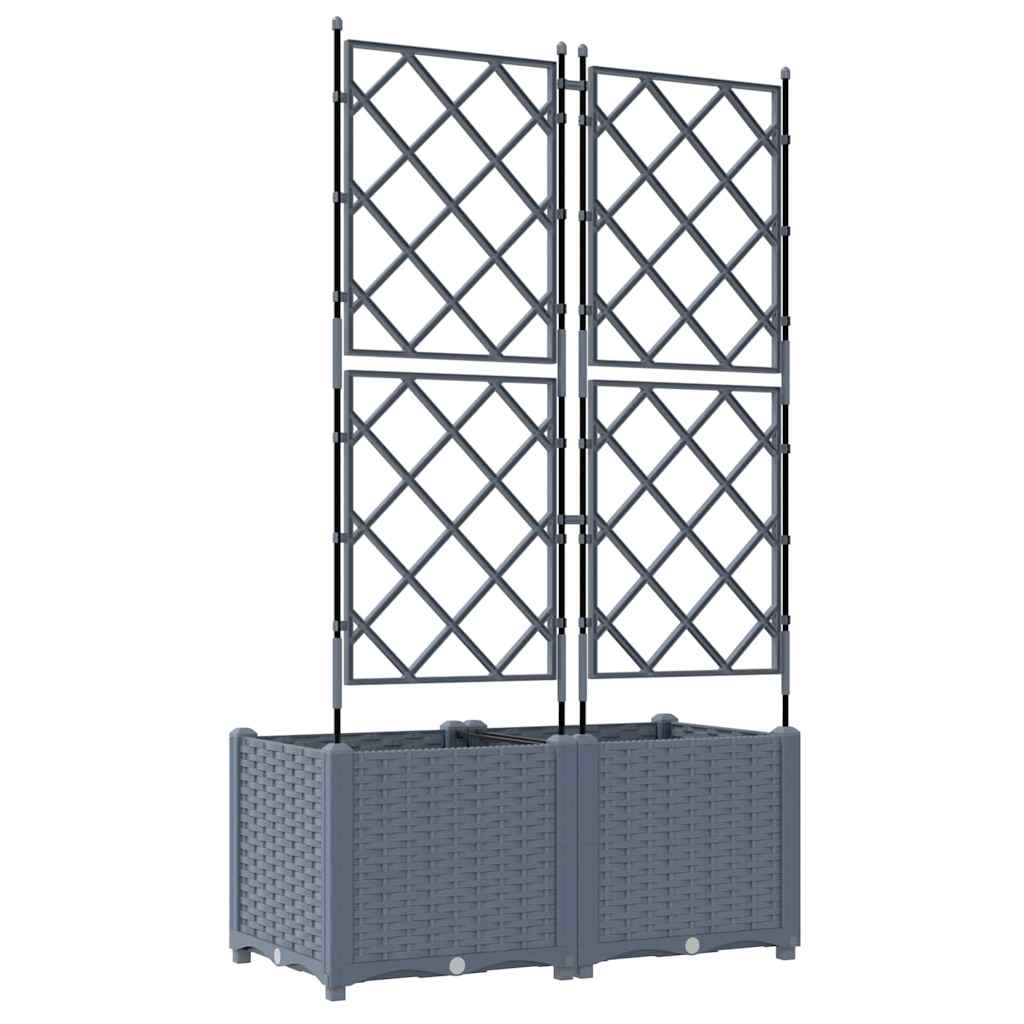 Garden Planter with Trellis 2 pcs Light grey 80 x 40 x 143 cm