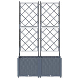 Garden Planter with Trellis 2 pcs Light grey 80 x 40 x 143 cm
