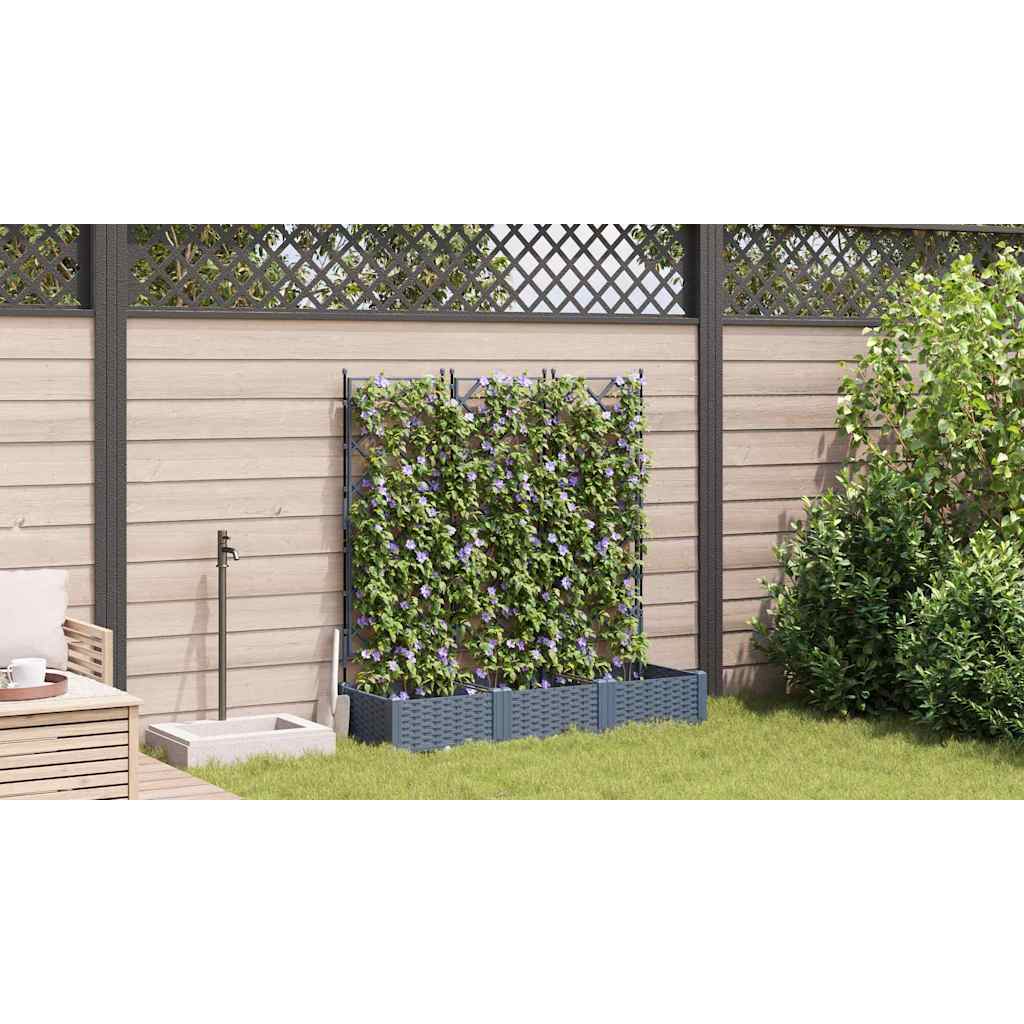 Garden Planter with Trellis 3 pcs Light grey
