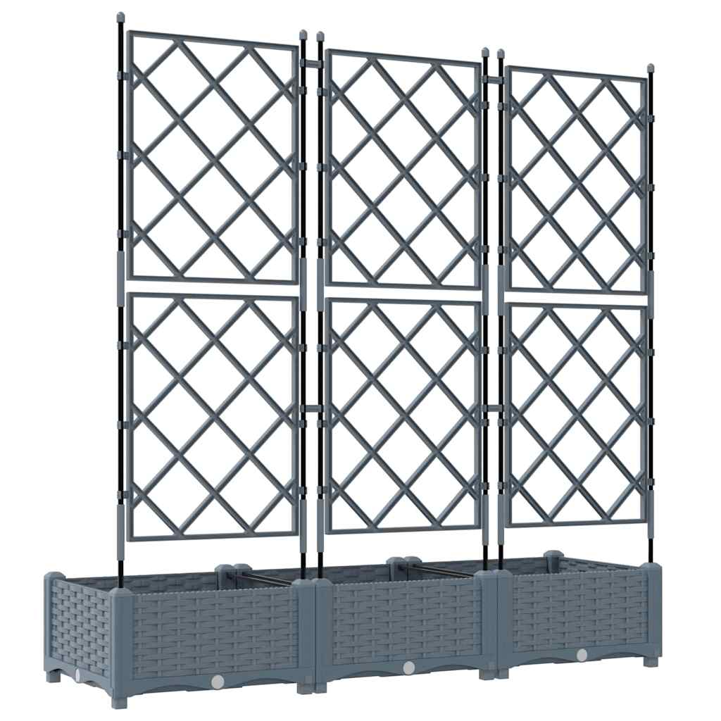 Garden Planter with Trellis 3 pcs Light grey