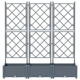 Garden Planter with Trellis 3 pcs Light grey