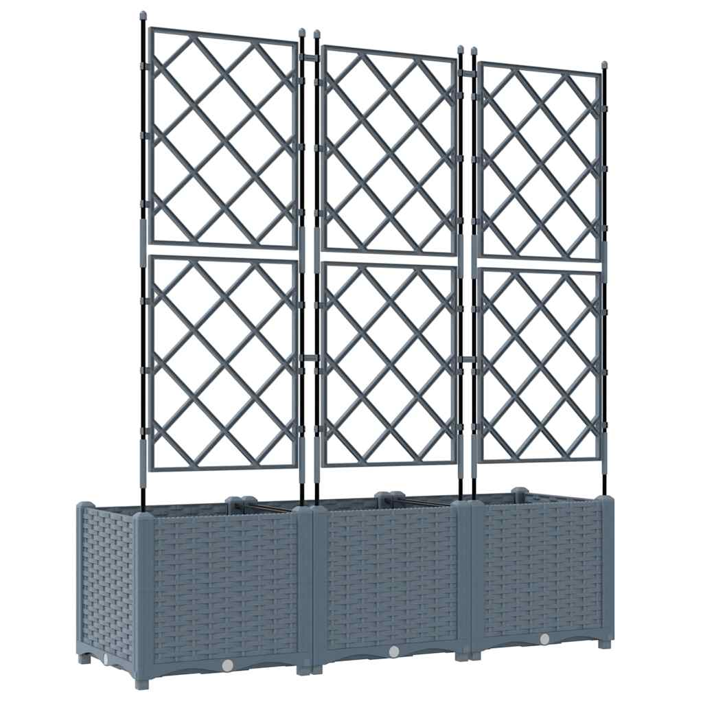 Garden Planter with Trellis 3 pcs Light grey 120 x 40 x 143 cm