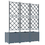 Garden Planter with Trellis 3 pcs Light grey 120 x 40 x 143 cm