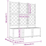 Garden Planter with Trellis 3 pcs Light grey 120 x 40 x 143 cm