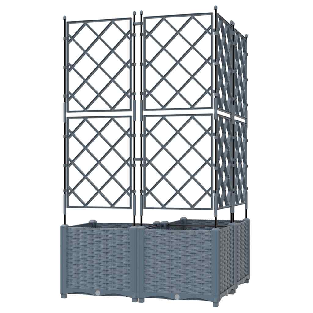 Garden Planter with Trellis 3 pcs Light grey 80 x 80 x 143 cm