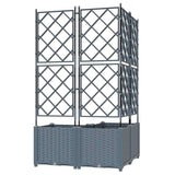 Garden Planter with Trellis 3 pcs Light grey 80 x 80 x 143 cm