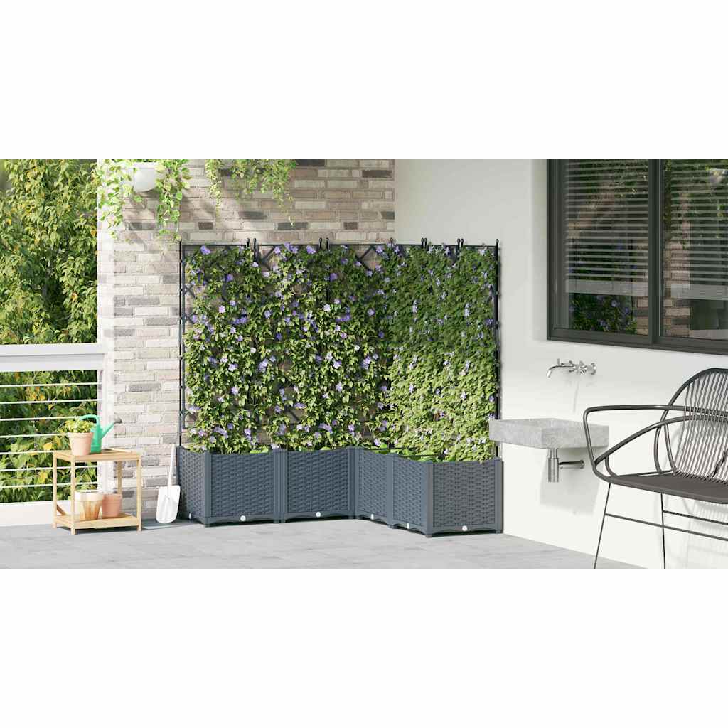 Garden Planter with Trellis 5 pcs Light grey 120 x 120 x 143 cm