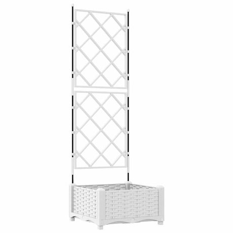 Garden Planter with Trellis White 40 x 40 x 125.5 cm PP